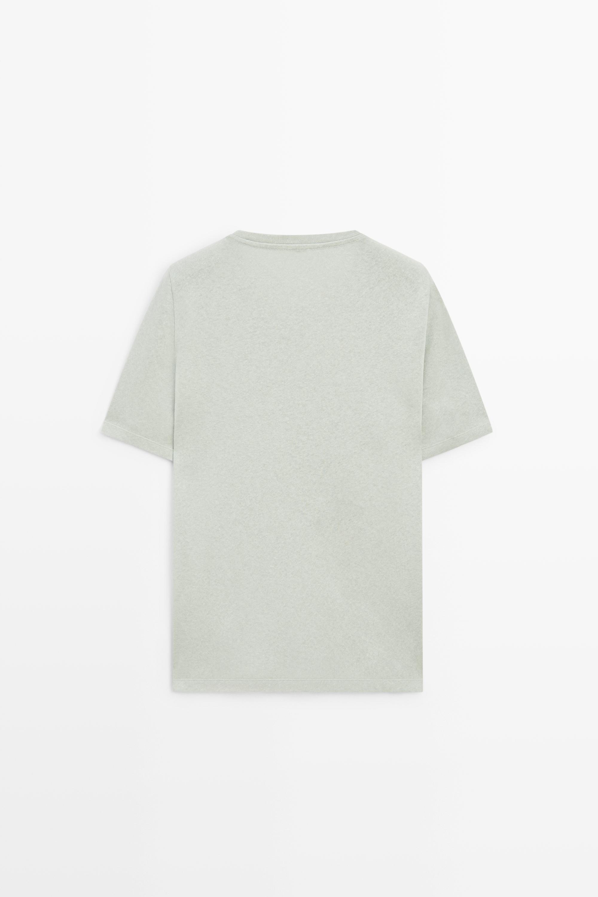 T-shirt à manches courtes en lin et coton